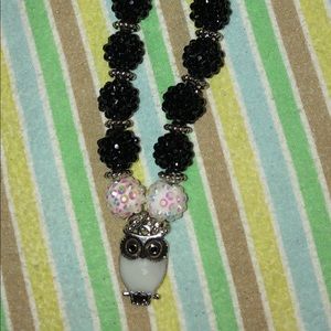 Black and white owl necklace